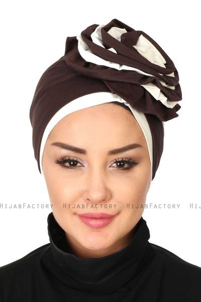 Clara - Bruin & Creme Katoen Turban