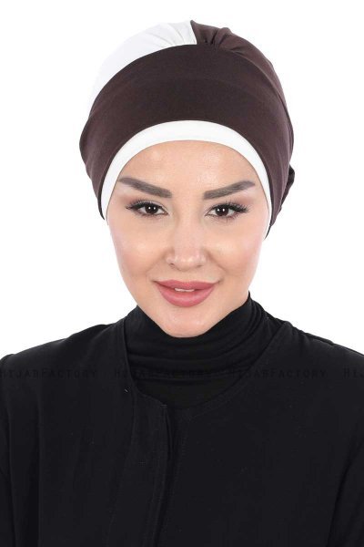 Clara - Bruin & Creme Katoen Turban