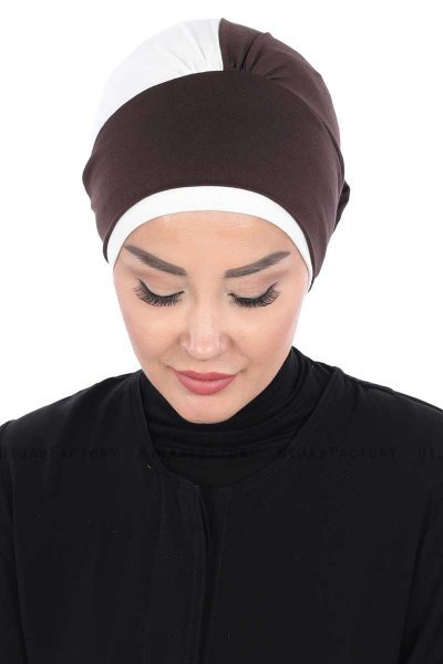 Clara - Bruin & Creme Katoen Turban