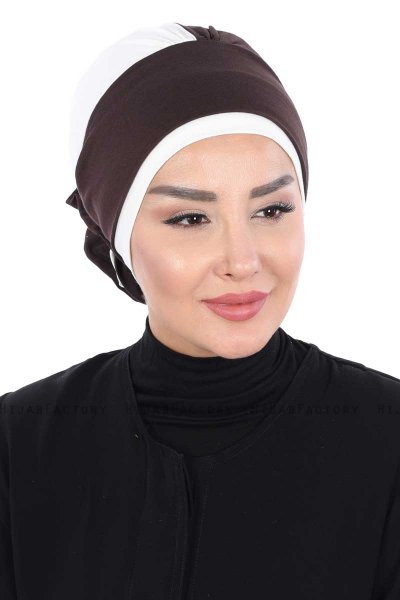 Clara - Bruin & Creme Katoen Turban
