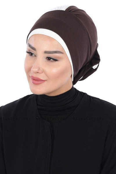 Clara - Bruin & Creme Katoen Turban