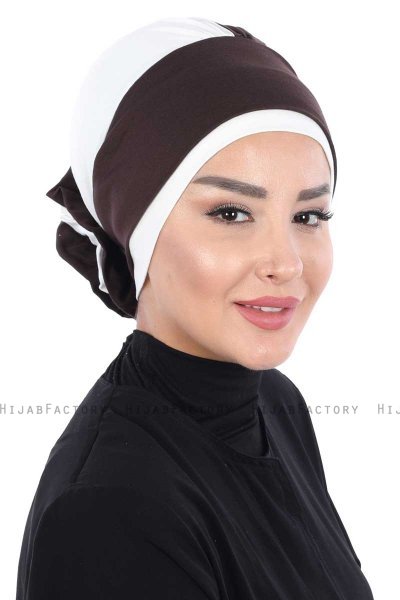Clara - Bruin & Creme Katoen Turban