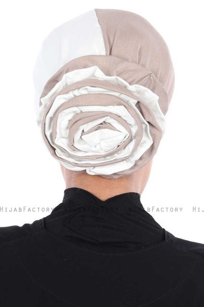 Clara - Creme & Taupe Katoen Turban