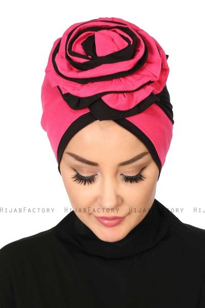 Clara - Fuchsia & Zwart Katoen Turban