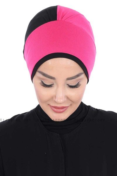 Clara - Fuchsia & Zwart Katoen Turban