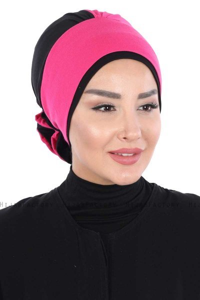 Clara - Fuchsia & Zwart Katoen Turban