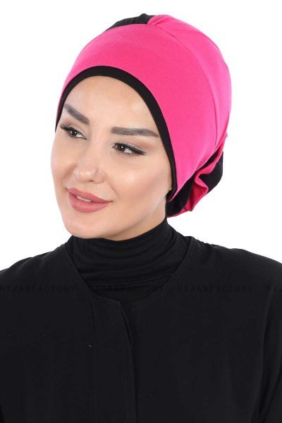 Clara - Fuchsia & Zwart Katoen Turban