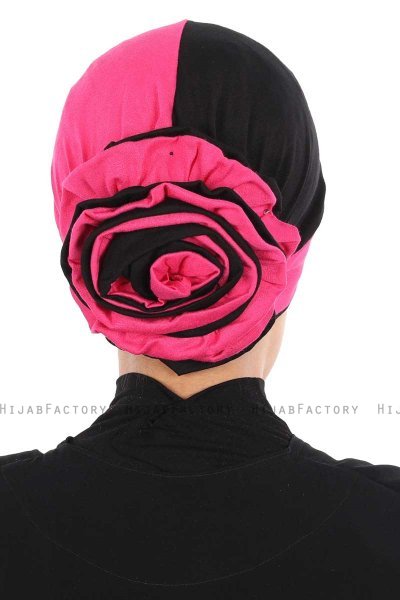 Clara - Fuchsia & Zwart Katoen Turban