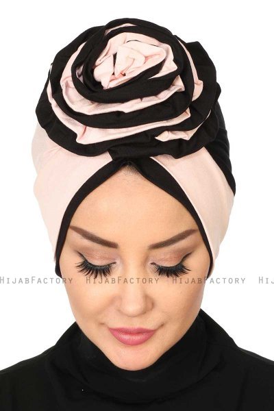 Clara - Oudroze & Zwart Katoen Turban