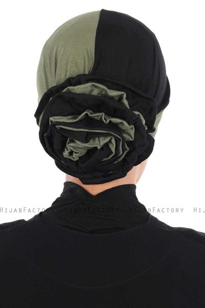 Clara - Khaki & Zwart Katoen Turban