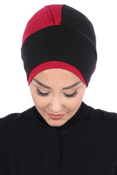 Clara - Zwart & Bordeaux Katoen Turban
