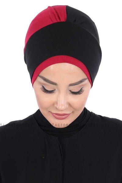 Clara - Zwart & Bordeaux Katoen Turban