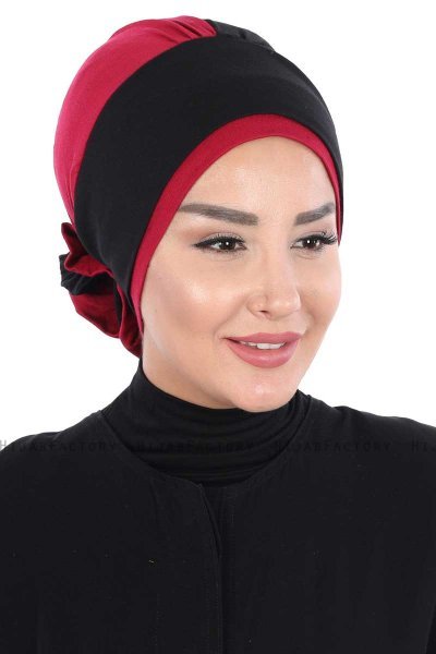 Clara - Zwart & Bordeaux Katoen Turban