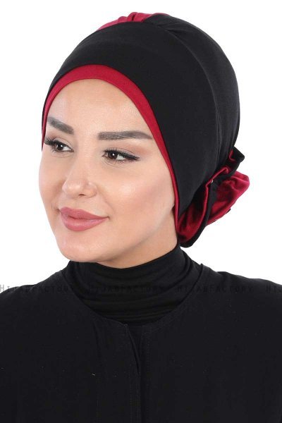 Clara - Zwart & Bordeaux Katoen Turban