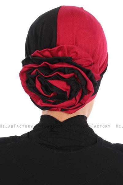 Clara - Zwart & Bordeaux Katoen Turban
