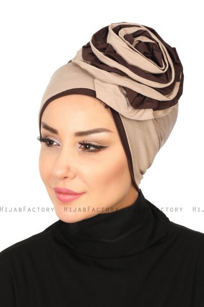 Clara - Taupe & Bruin Katoen Turban