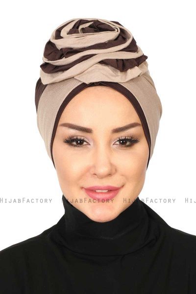 Clara - Taupe & Bruin Katoen Turban