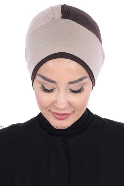 Clara - Taupe & Bruin Katoen Turban