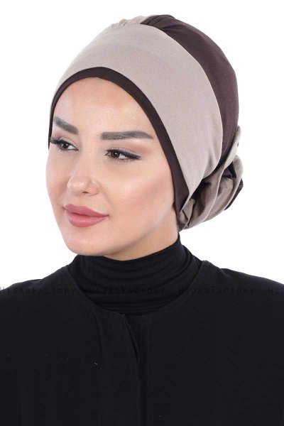 Clara - Taupe & Bruin Katoen Turban
