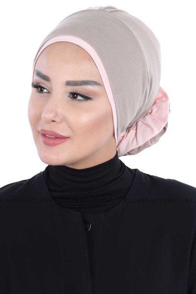 Clara - Taupe & Oudroze Katoen Turban