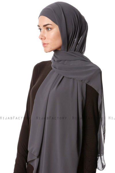 Derya - Anthracite Praktisch Chiffon Hijab