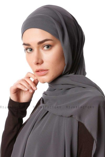 Derya - Anthracite Praktisch Chiffon Hijab