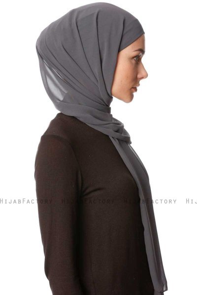Derya - Anthracite Praktisch Chiffon Hijab