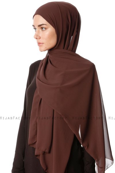 Derya - Bruin Praktisch Chiffon Hijab