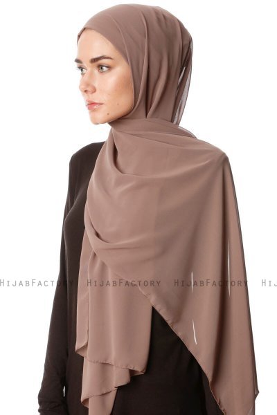 Derya - Donker Taupe Praktisch Chiffon Hijab