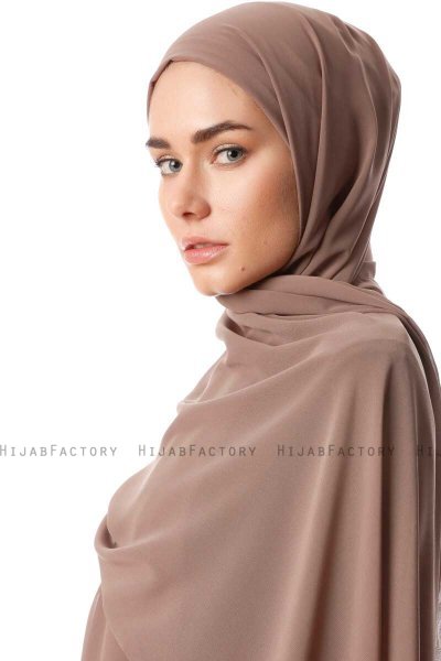 Derya - Donker Taupe Praktisch Chiffon Hijab
