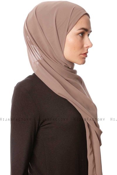 Derya - Donker Taupe Praktisch Chiffon Hijab