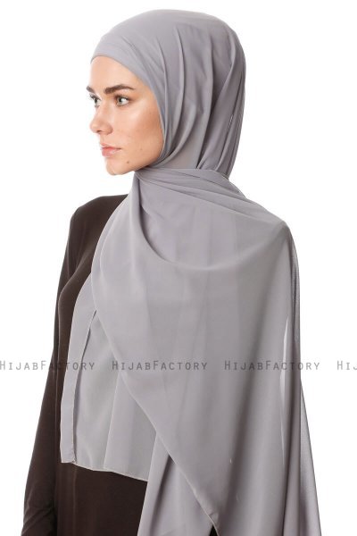 Derya - Donker Grijs Praktisch Chiffon Hijab
