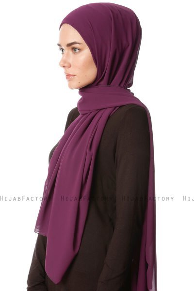 Derya - Donkerpaars Praktisch Chiffon Hijab