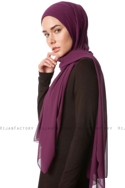 Derya - Donkerpaars Praktisch Chiffon Hijab