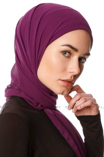 Derya - Donkerpaars Praktisch Chiffon Hijab
