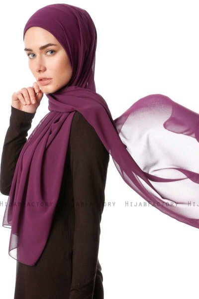 Derya - Donkerpaars Praktisch Chiffon Hijab