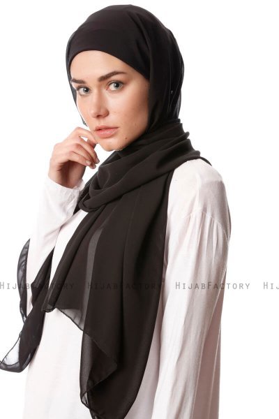 Derya - Zwart Praktisch Chiffon Hijab