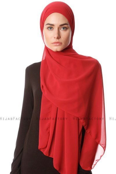 Derya - Kastanjebruin Praktisch Chiffon Hijab