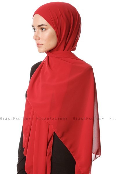 Derya - Kastanjebruin Praktisch Chiffon Hijab