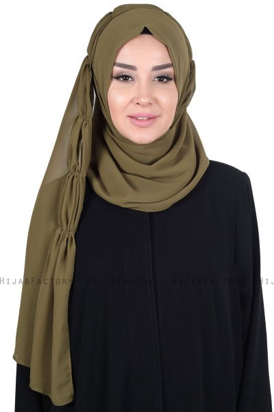 Disa - Khaki Praktisch Chiffon Hijab