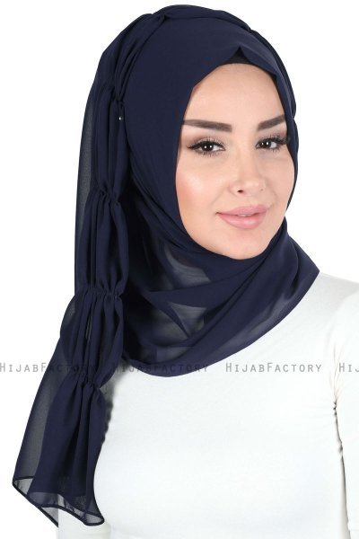 Disa - Marineblauw Praktisch Chiffon Hijab