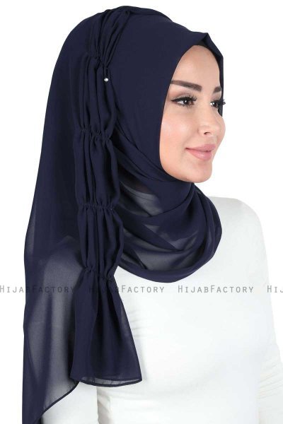 Disa - Marineblauw Praktisch Chiffon Hijab