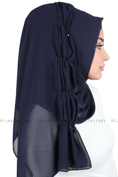 Disa - Marineblauw Praktisch Chiffon Hijab