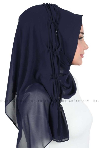 Disa - Marineblauw Praktisch Chiffon Hijab