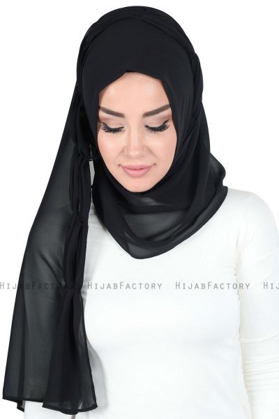 Disa - Zwart Praktisch Chiffon Hijab