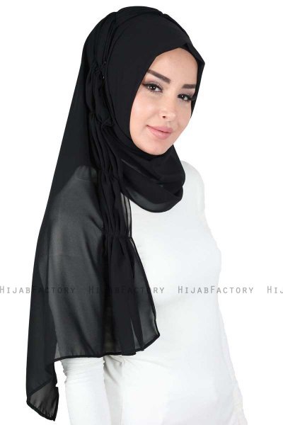 Disa - Zwart Praktisch Chiffon Hijab