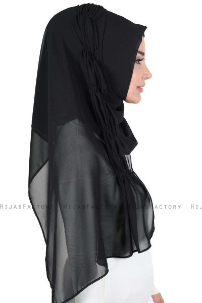 Disa - Zwart Praktisch Chiffon Hijab