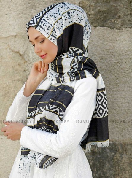 Dounia - Zwart Gevormde Hijab - Sal Evi