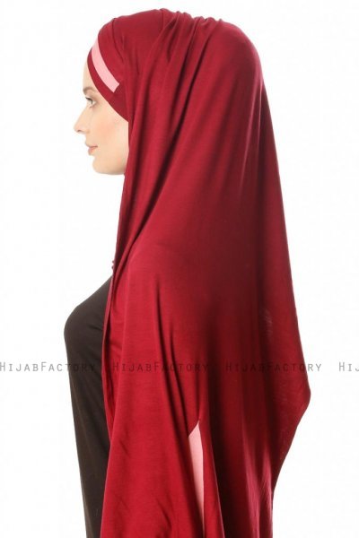 Duru - Bordeaux & Donker Roze Jersey Hijab