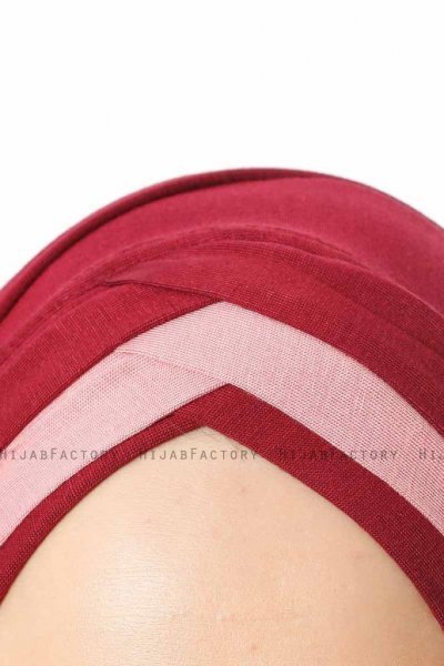 Duru - Bordeaux & Donker Roze Jersey Hijab